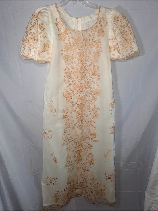 Dresses & Skirts - Traditional Filipiniana Dress Ivory with gold embroidery